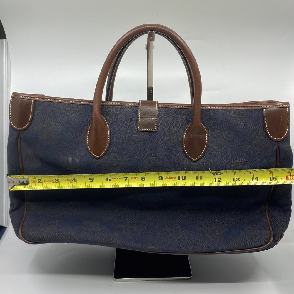 Dooney & Bourke L Size Blue Brown Fabric Handbag_2
